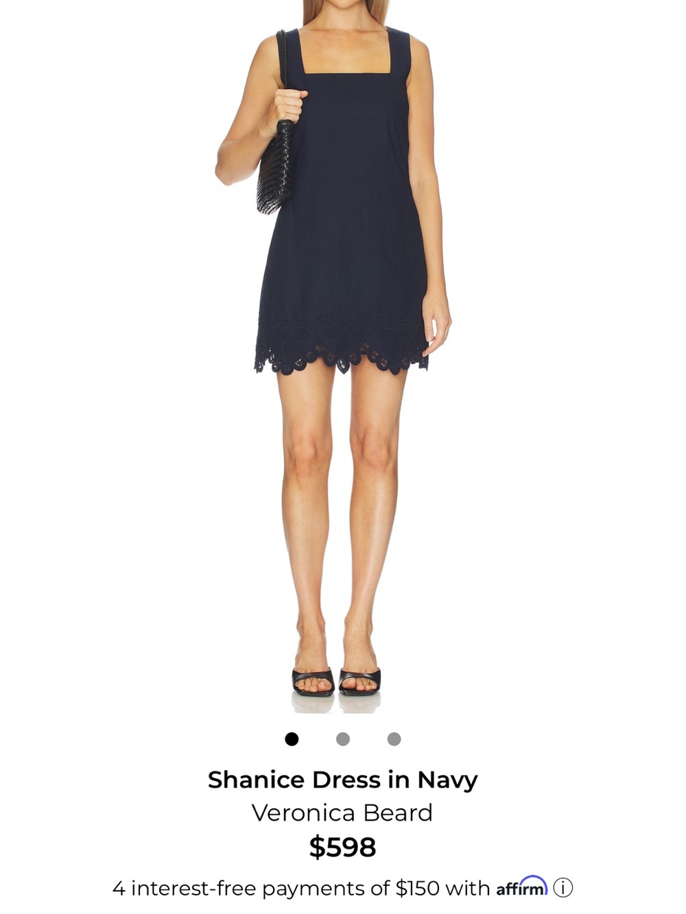 Veronica Beard Mini Dress in Navy with Scalloped Hem